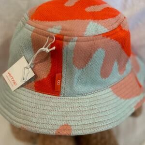 VERLOOP NWT RARE Dead Stock Camo Print Knit Bucket Hat Orange Blue Dopamine